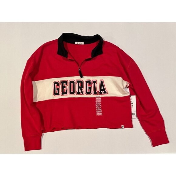 NWT UGA GA Bulldogs Women's Oversized Cropped Med sweatshirt 47 Brand - Picture 1 of 9